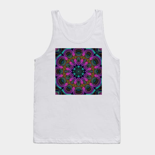 Psychedelic Mandala Purple and Teal Tank Top by WormholeOrbital